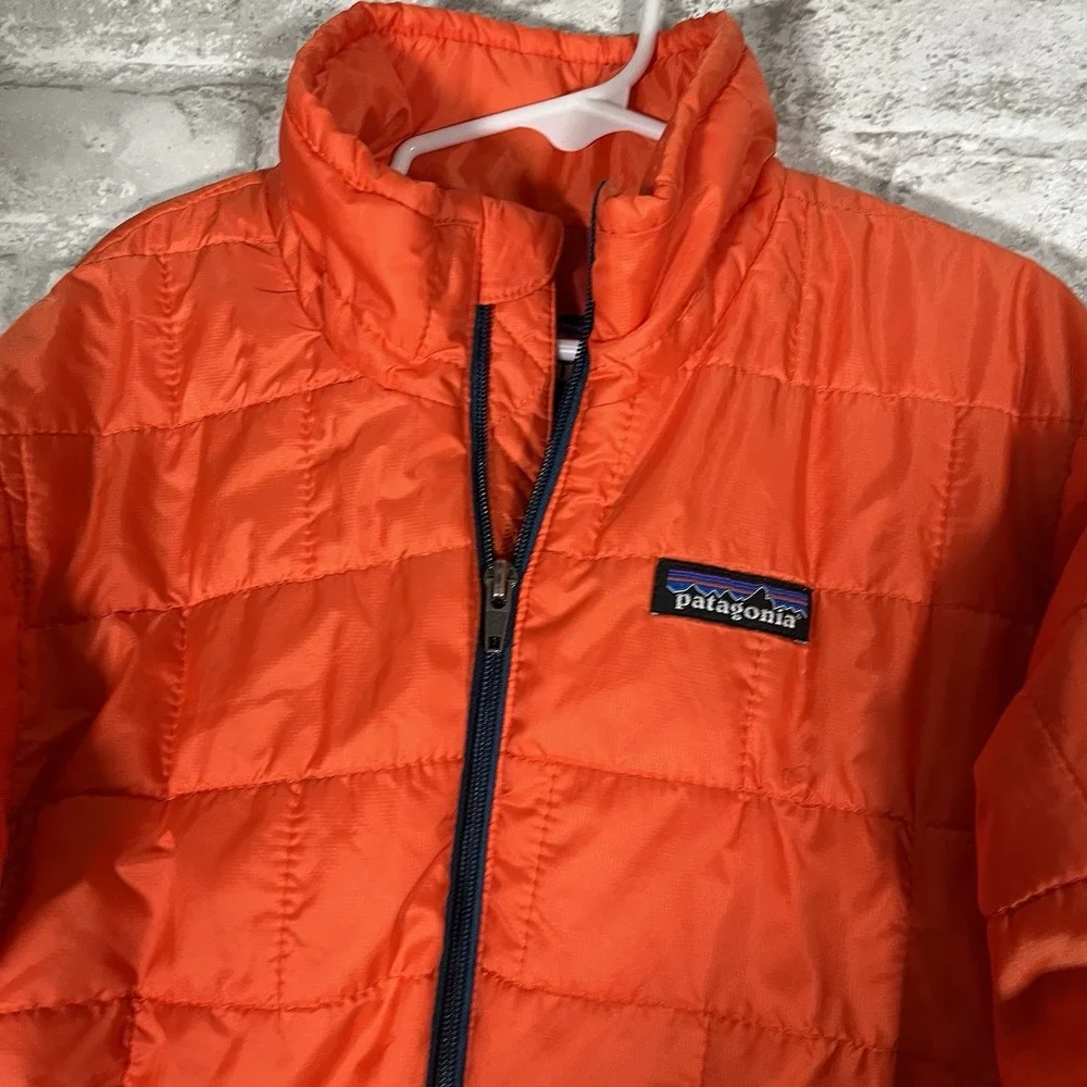 Patagonia Nano Puff Kids Puffer Jacket Full Zip Orange Size S 7-8